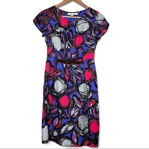 Boden Silk Blend Pink Multicolor Print Shift Dress